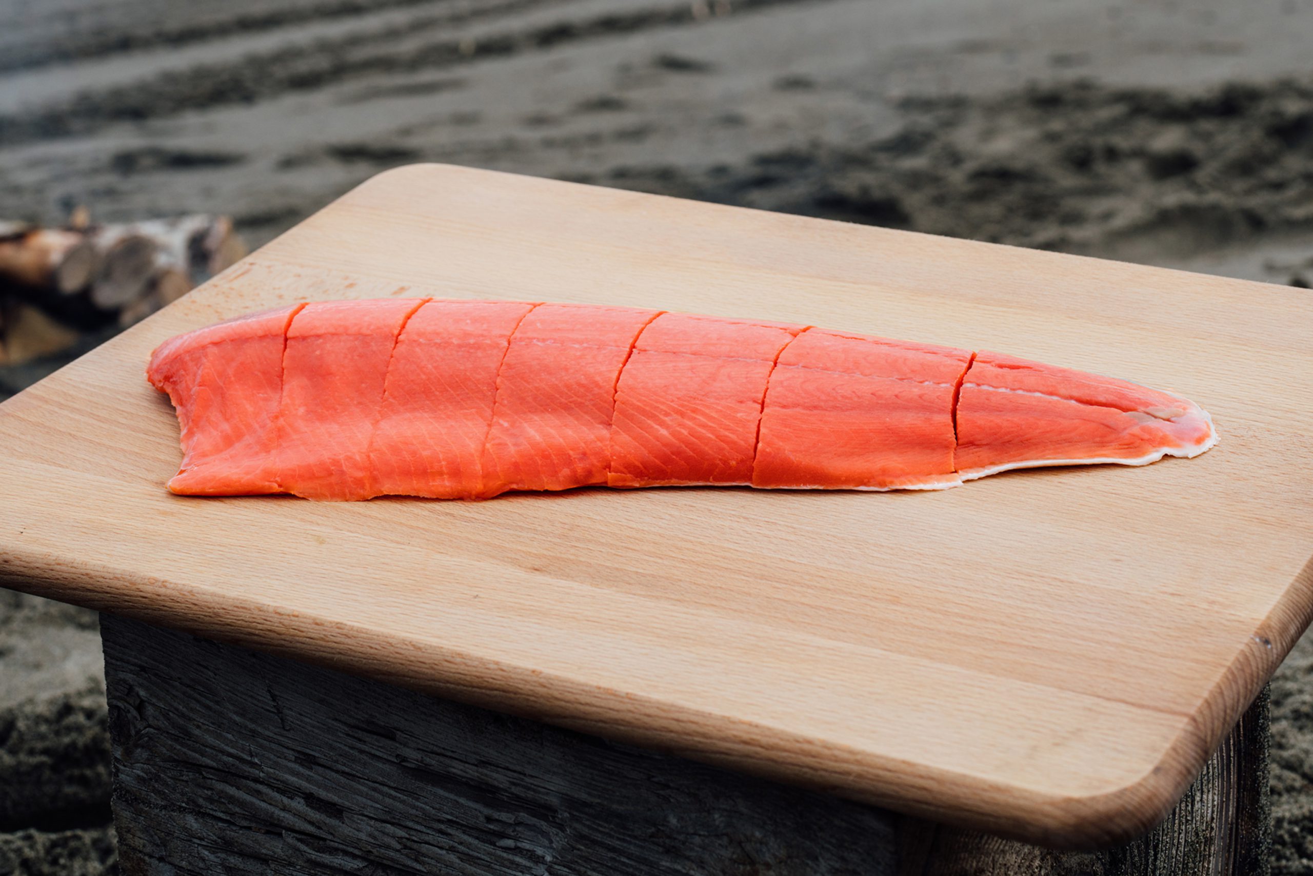 sockeye filet on board